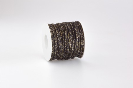Cordino tondo misto Lurex Nero Oro