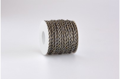 Cordino tondo misto Lurex Nero e Platino EL