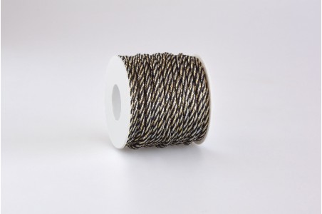 Cordino tondo misto Lurex Nero e Platino EL