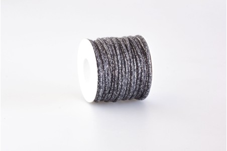 Cordino tondo misto Lurex Antracite Scuro Argento Cordino tondo misto Lurex Antracite Scuro Argento