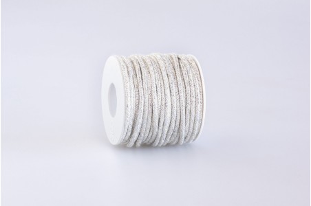 Cordino tondo misto Lurex Bianco Latte Argento