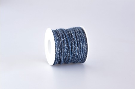 Cordino tondo misto Lurex Blu Chiaro Argento